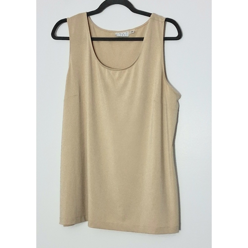 Joan Rivers Tank Top Women's Size XL Beige Wardrobe Builders Sleeveless Preowned